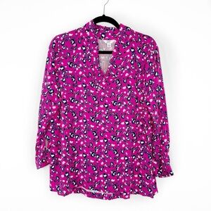 Crown & Ivy ruffle neck animal print top